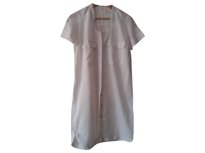 Vestido de camisa Ikks branco de algodão e viscose