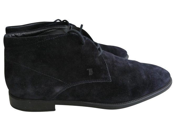 Tod's Boots Blue Leather  ref.202852