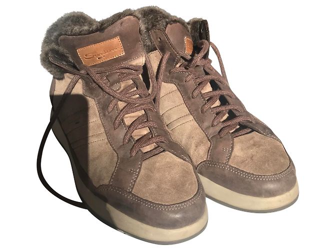 Santoni Stiefeletten aus Leder Hellbraun