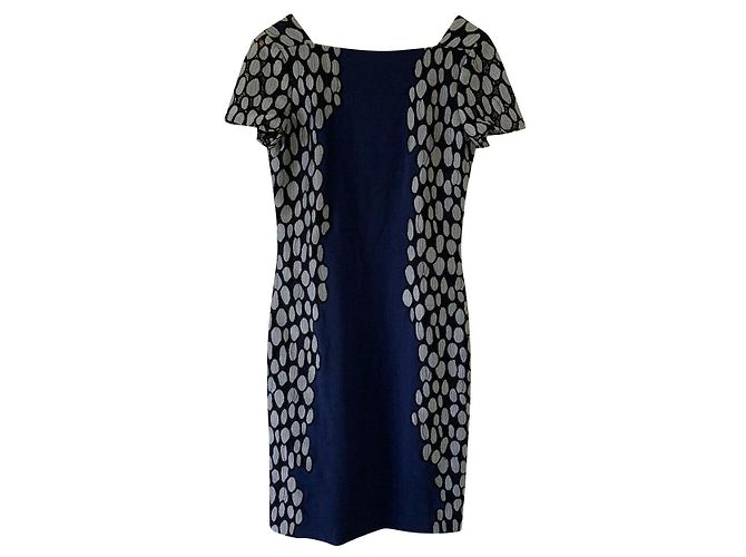 Diane Von Furstenberg DvF Queen Kleid mit Spitzendetails Schwarz Weiß Blau