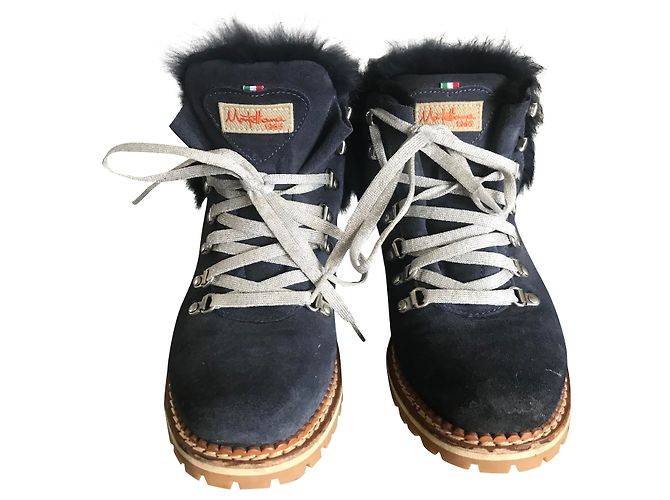 Autre Marque Botines de piel azul marino