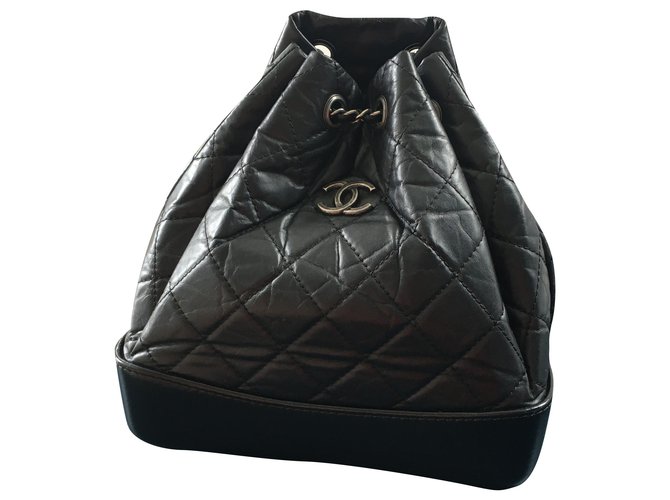 Chanel Gabrielle Black Leather  ref.202938