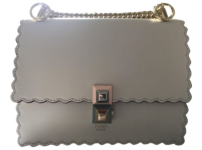 Fendi KAN I Mini Bolsa Bege Couro