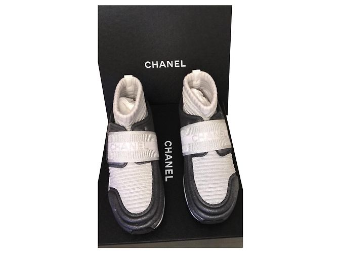 Chanel sock sneakers Silvery Grey Dark grey