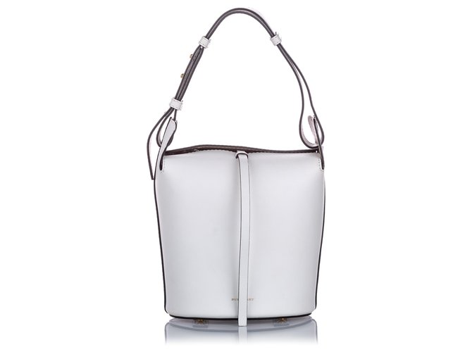 Burberry White Small Leather Bucket Bag Pony-style calfskin  ref.203032