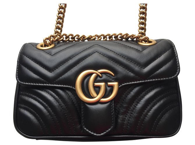 Gucci Marmont Tasche Schwarz Leder  ref.203142