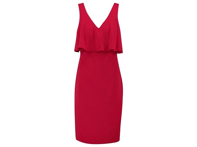 Rotes Badgley Mischka Kleid aus Krepp
