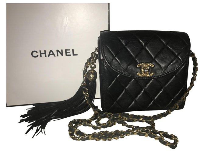 Chanel Timeless square bb size Black Leather  ref.203172
