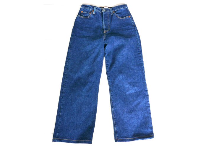 Levi's Ribcage Straight Leg Super High Rise Ankle Grazer Jeans Blue Denim  ref.203183