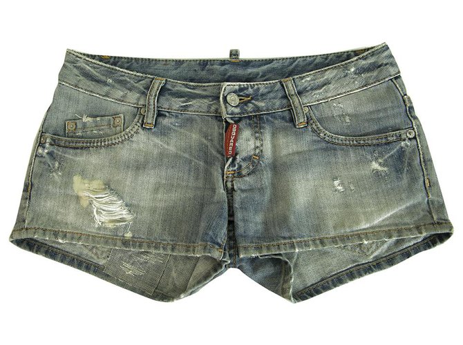 Dsquared2 Dsquared 2 D2 Blue Distressed Demin Jeans Summer Button Shorts size 42 Denim  ref.203188