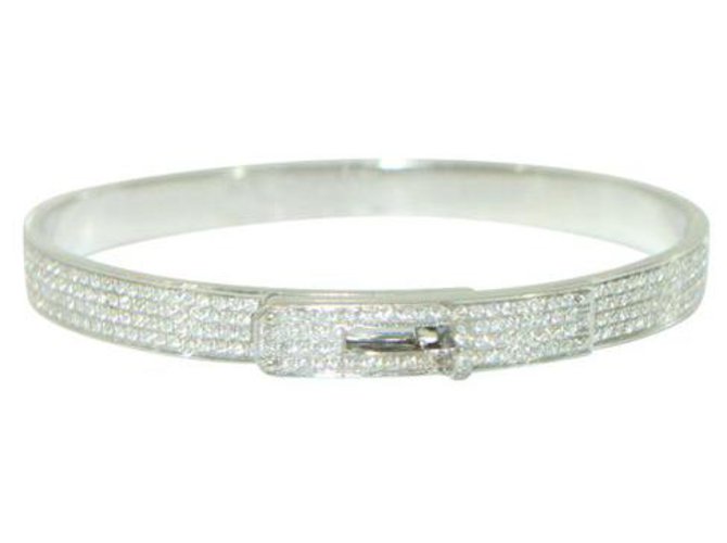 Hermès Bracelet Hermes Kelly en or blanc et diamant pavé  ref.203200