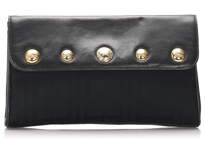 Burberry Black Leather Clutch Bag Golden Pony-style calfskin  ref.203223