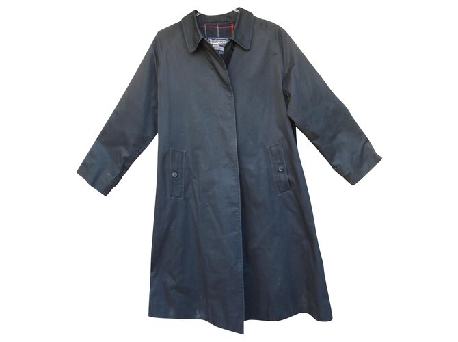 Burberry woman raincoat vintage t 40 Navy blue Cotton Polyester  ref.203306