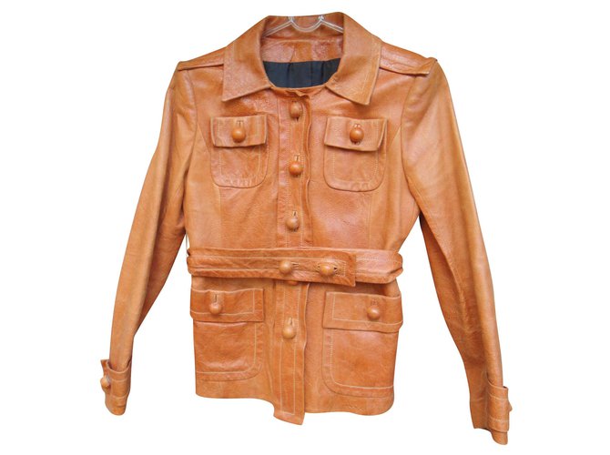 chaqueta Givenchy vintage en piel de cordero t 38 Naranja  ref.203315