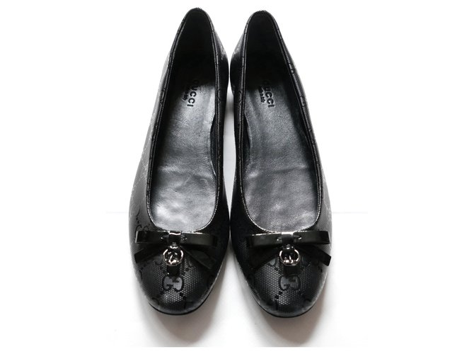 Gucci Zapatillas de ballet de vinilo monograma GG vintage negro sin usar Sintético  ref.203326