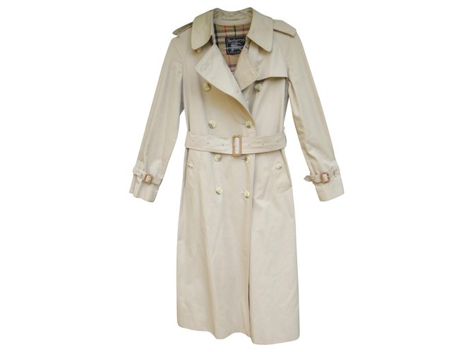 trench coat vintage das mulheres Burberry34/36 Bege Algodão Poliéster  ref.203327