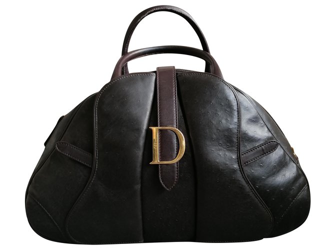 Christian Dior Bowler saddle bag Chocolate Exotic leather  ref.203332