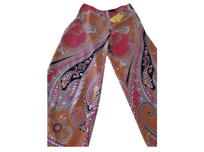 Pantalones de seda de pierna ancha Luisa Spagnoli estampado cachemir Multicolor