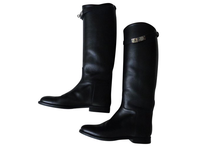 Kelly Hermès Boots Black Leather  ref.203366