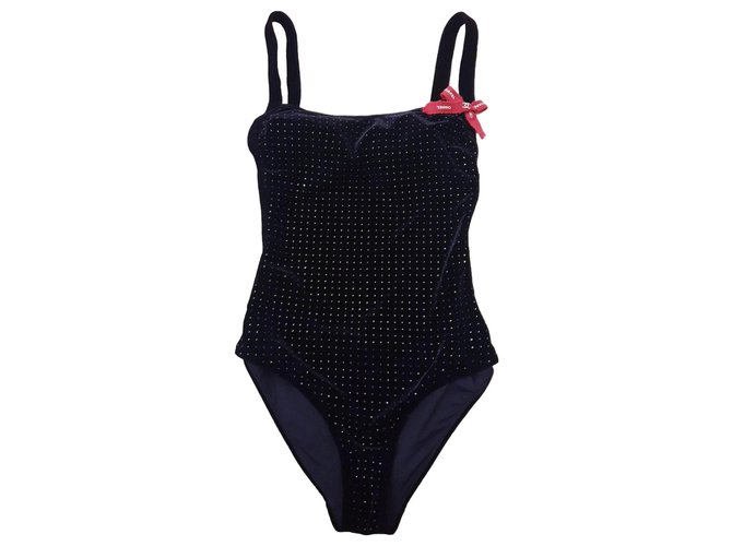 chanel swimsuit 40 Black Velvet Polyester  ref.203370