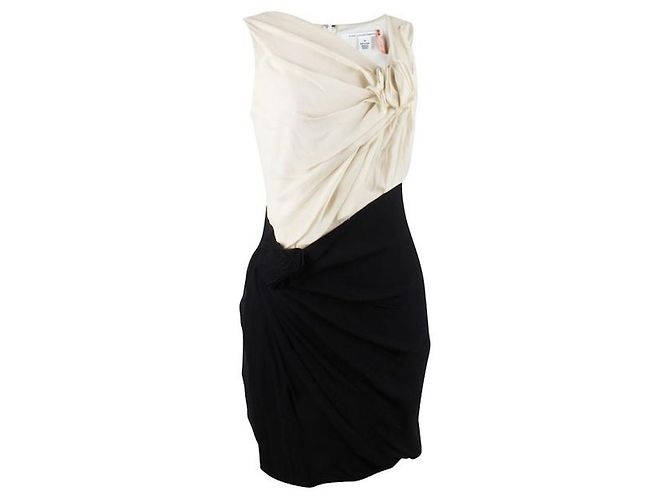 Diane Von Furstenberg Emma Seidenchiffon Kleid Schwarz Creme Roh