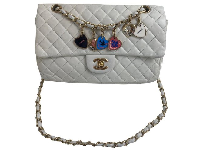Timeless Chanel Branco Couro  ref.203390