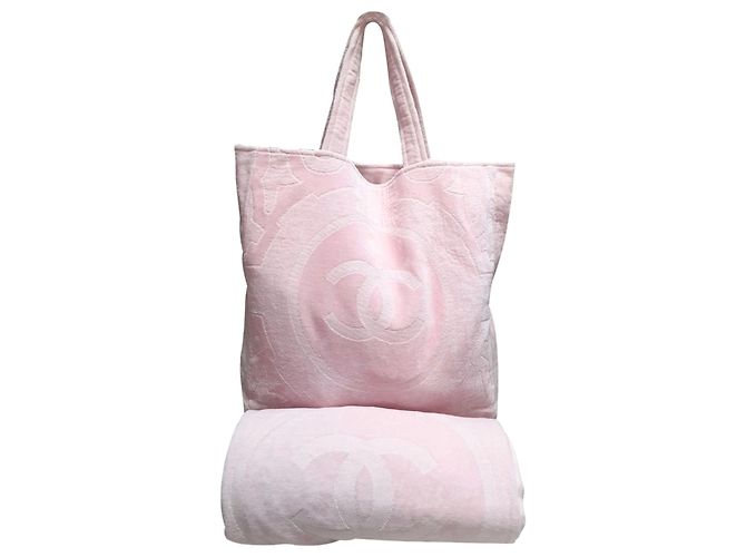 Bolso de playa Chanel + toalla Rosa