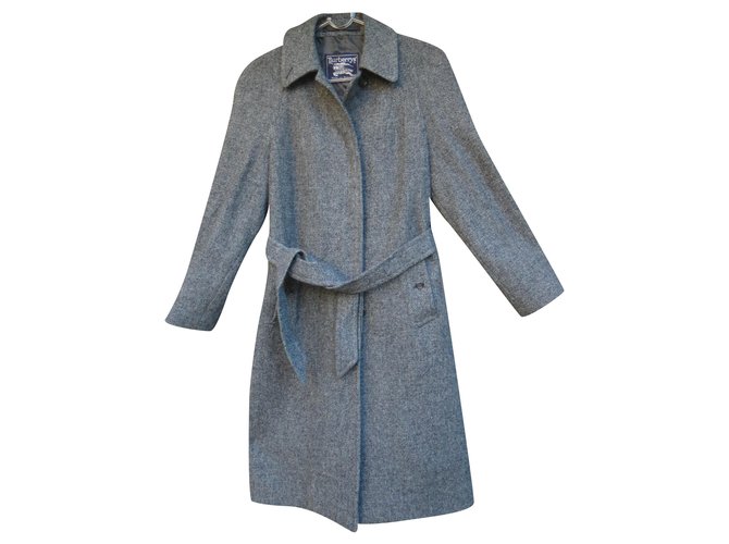 manteau femme Burberry vintage en Harris Tweed t 36 état neuf Laine Gris  ref.203400