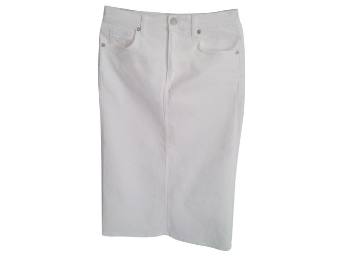 mid length black denim skirt