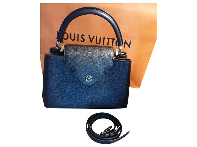 Bolso Louis Vuitton Capucines PM, ¡JUEGO COMPLETO! Negro Cuero  ref.203516