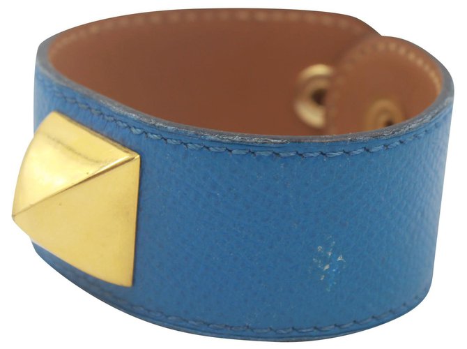 Bracelet en cuir bleu Hermès  ref.203569