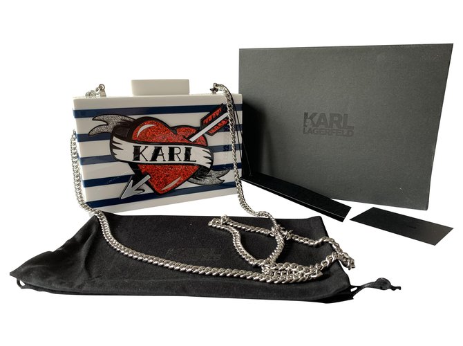 Karl Lagerfeld Sacs à main Acrylique Blanc Rouge Bleu Marine  ref.203587