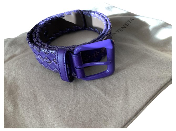 Cintura Bottega Veneta in pelle intrecciata e pelle di serpente viola Porpora Pelli esotiche  ref.203600