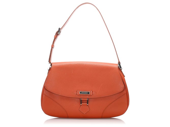 Burberry Orange Leather Shoulder Bag Pony-style calfskin  ref.203689