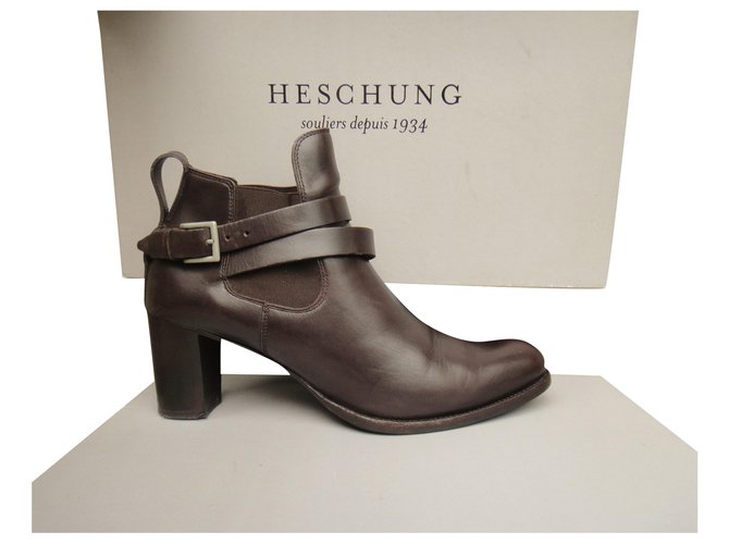 Heschung Hechung p boots 40,5 Castanho escuro Couro  ref.203762
