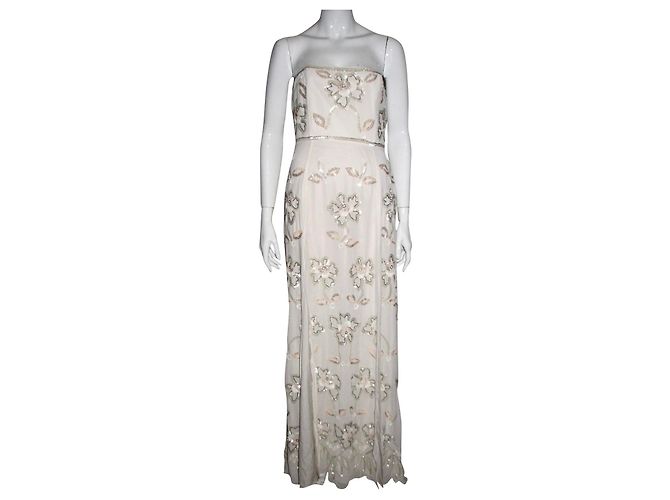 Needle & Thread Glossy Willow dress White Cream