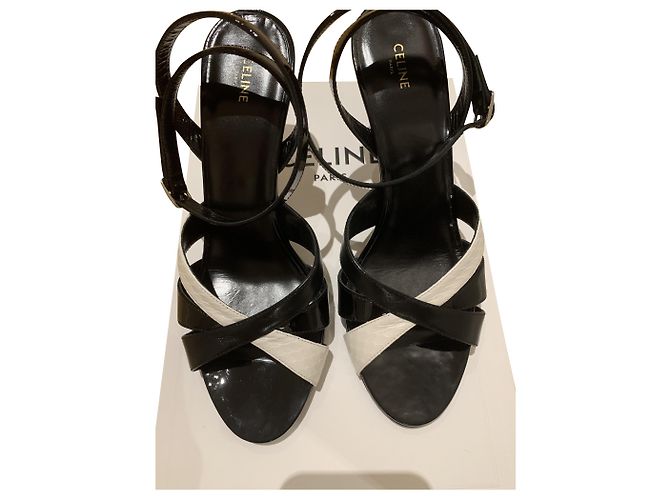 Céline Black Leather Sandals 8.5 cm Heels