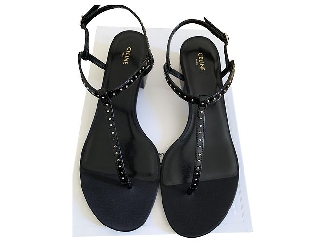 Céline Black Leather Sandals 39