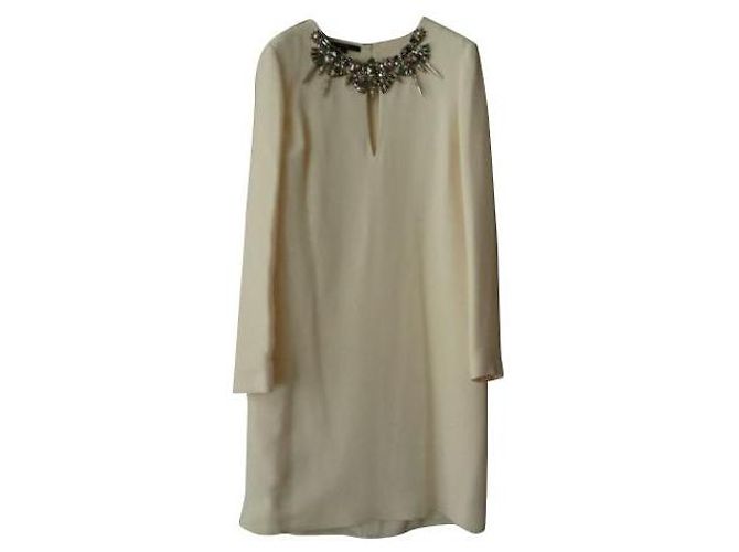 Gucci Cocktailkleid Seide Creme Roh