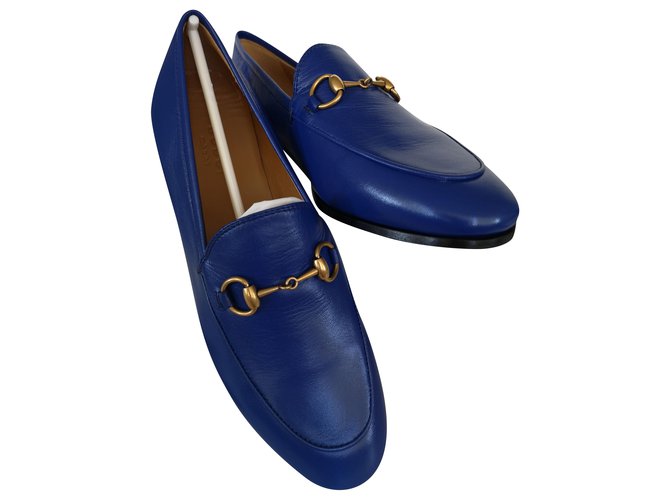Gucci Jordaan Blue Loafers Blau Leder  ref.203859