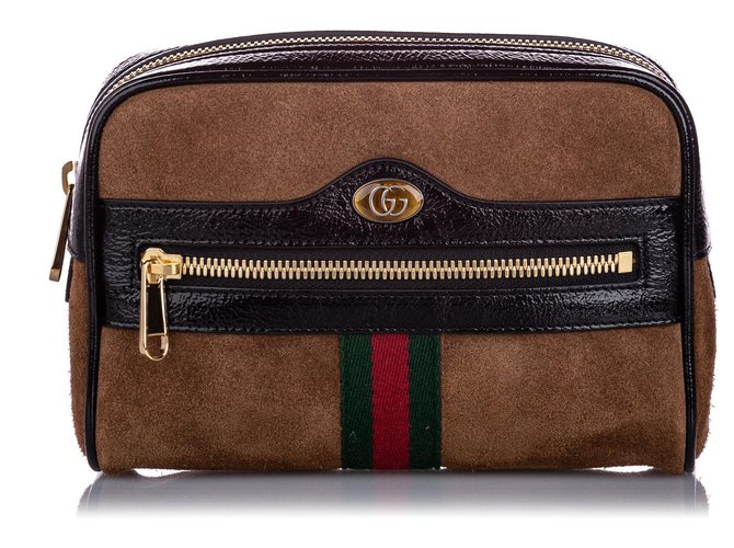 Gucci Brown Small Ophidia Suede Belt Bag Multiple colors Leather Pony-style calfskin  ref.203943