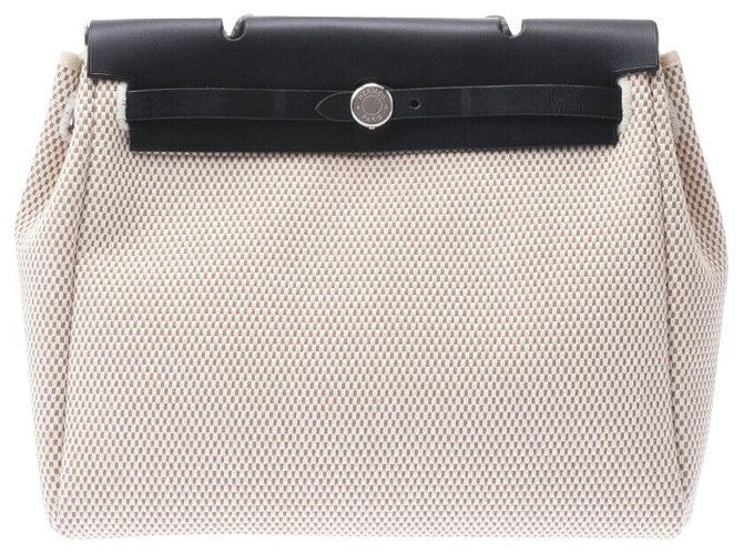 Hermès Handbag White Tweed  ref.203982