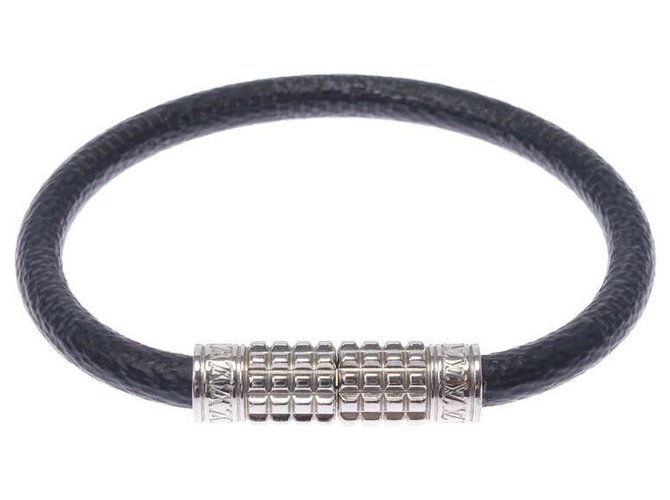 Louis Vuitton-Armband Schwarz Leder  ref.203983