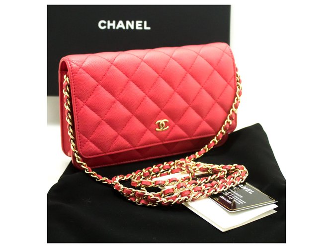 CHANEL Caviar Wallet On Chain WOC Rosa Umhängetasche Crossbody Pink Leder  ref.204035
