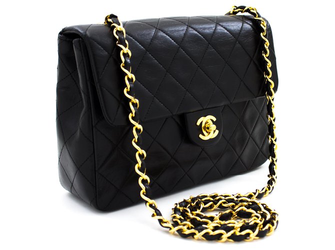 CHANEL Mini Square Small Chain Shoulder Bag Crossbody Black Purse Leather  ref.204077 - Joli Closet