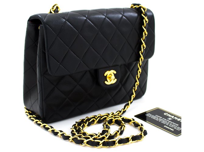 CHANEL Mini Square Small Chain Shoulder Bag Crossbody Black Quilt Leather  ref.204078 - Joli Closet
