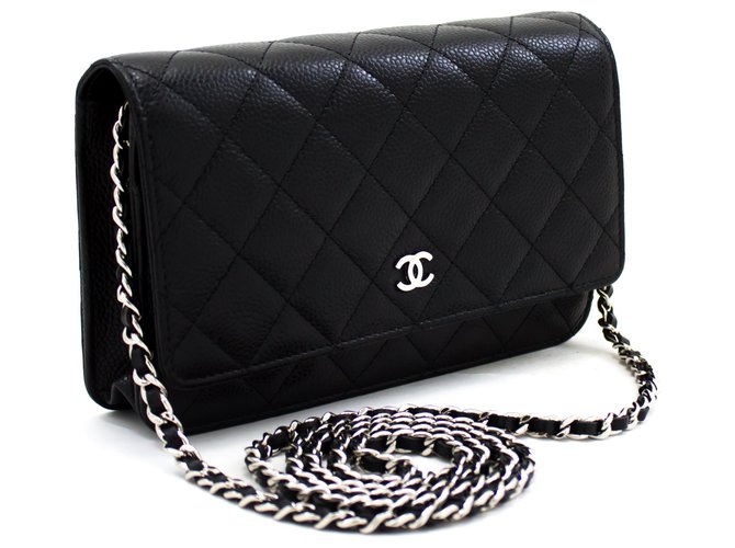 CHANEL Caviar WOC Wallet On Chain Black Shoulder Crossbody Bag at