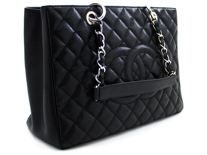 CHANEL Caviar GST 13 Grand Shopping Tote Chain Shoulder Bag Black Leather  ref.322887 - Joli Closet