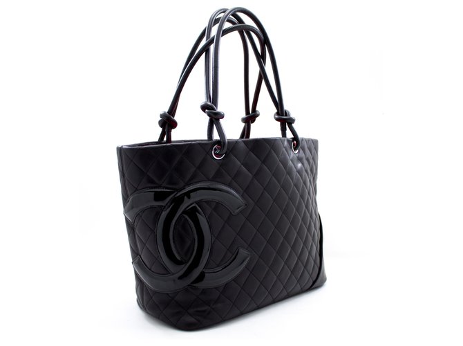 CHANEL Cambon Tote Large Shoulder Bag Black Quilted calf leather ref.204110  - Joli Closet