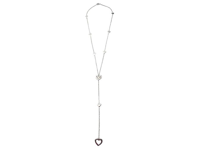 Tiffany & Co Sterling Silver Heart Link Lariat Necklace Silvery  ref.204150
